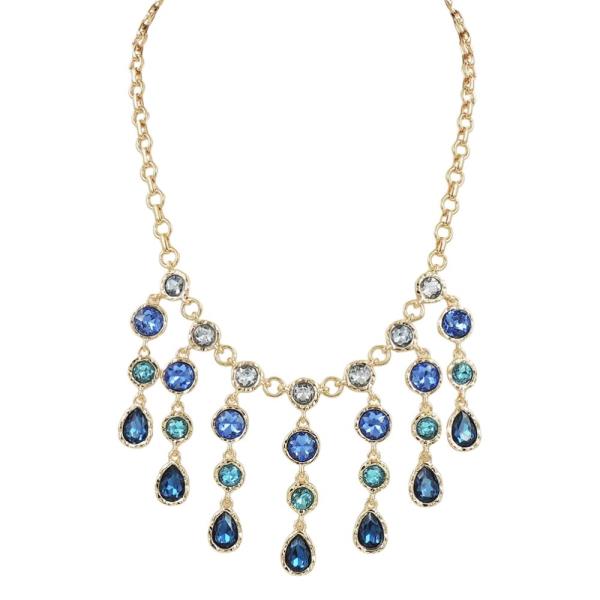 Rhinestone Teardrop Bib Statement Necklace