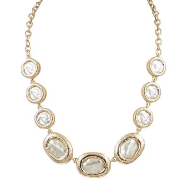 Organic Oval Pearl Chain Necklace