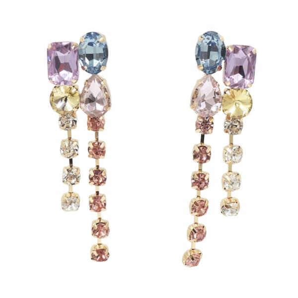 Rhinestone Cluster Fringe Drop Earrings