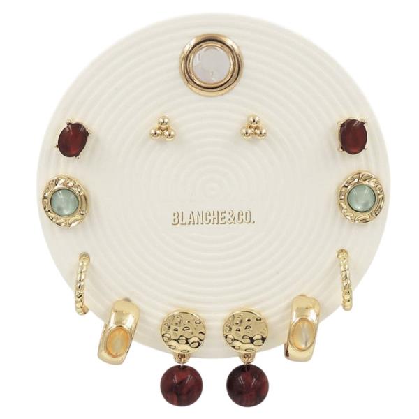 Multi Stone Set Earrings