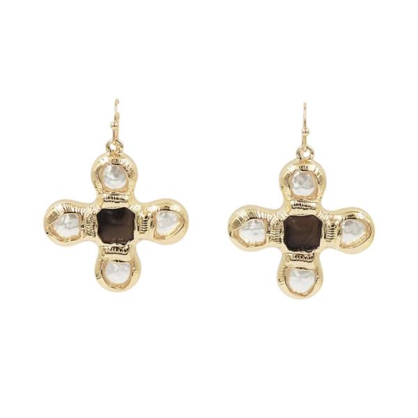 Organic Pearl Cross Earrings