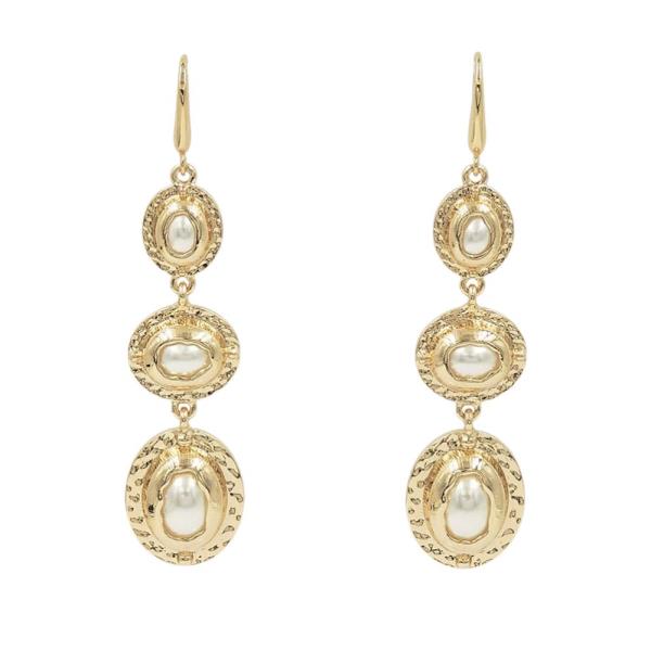 Hammered Pearl Drop Earrings