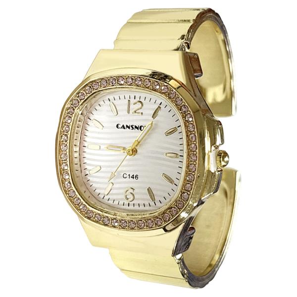 RHINESTONE FACE CUFF WATCH