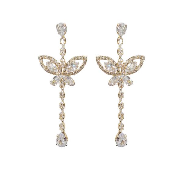 CZ RHINESTONE BUTTERFLY LINEAR EARRING