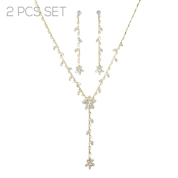 CZ FLOWER MARQUISE NECKLACE EARRING SET