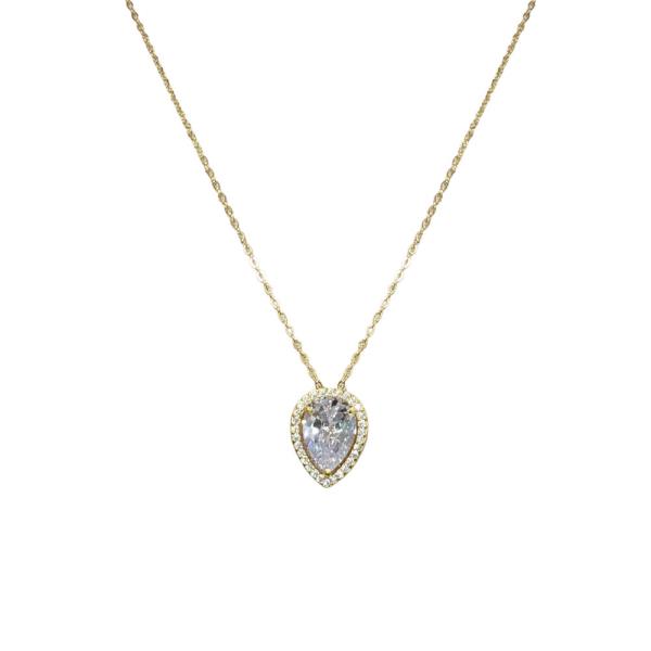 CZ TEARDROP CROSS NECKLACE