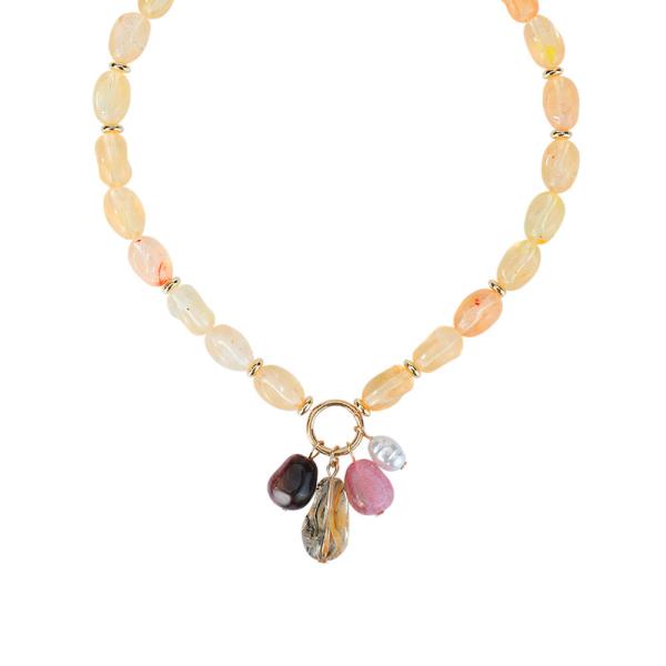 MULTI STONE BEADED NECKLACE