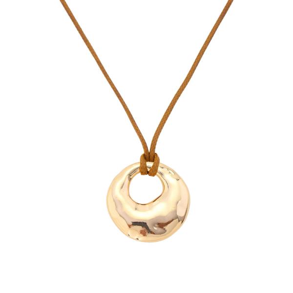 HAMMERED BROWN CORD NECKLACE