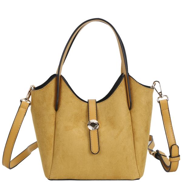 STYLISH TEXTURED DESIGN HANDLE TOTE BAG W STRAP
