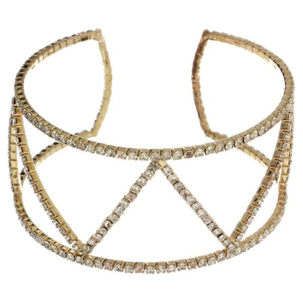 V Shaped Rhinestone Open Bracelet