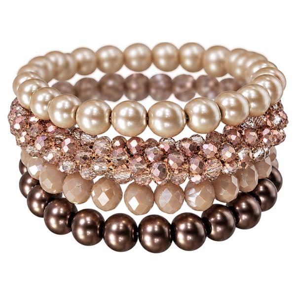 Pearl Glass Multi Bracelet 4 PC