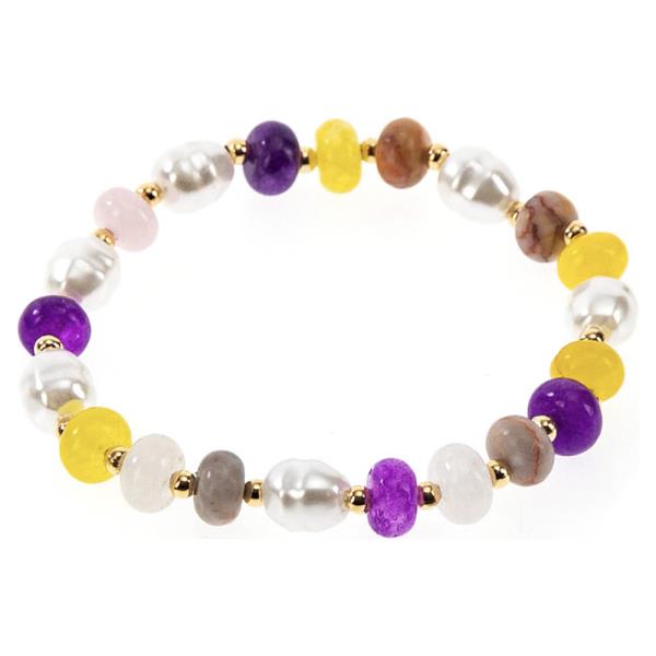 Stone Pearl Beaded Stretch Bracelet
