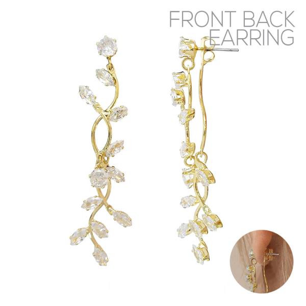 CZ Vine Front Back Earring