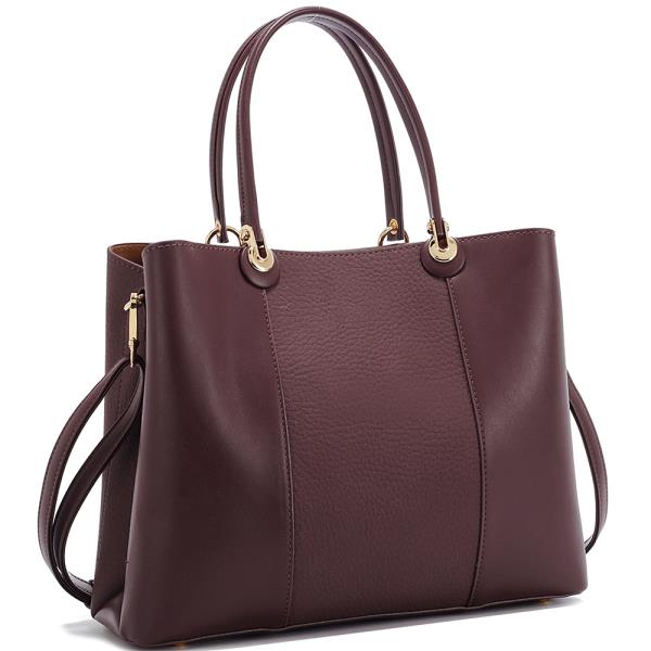 TEXTURED DOUBLE HANDLE SATCHEL BAG W STRAP