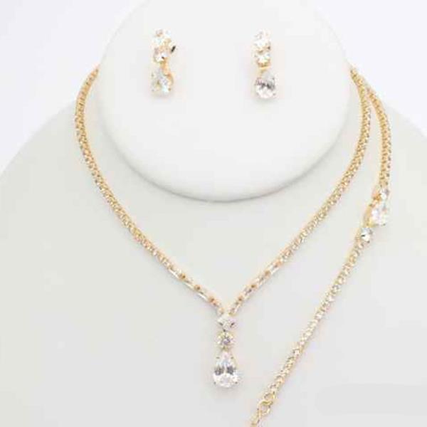 CZ Marquise Pendant Bracelet Necklace Earring Set