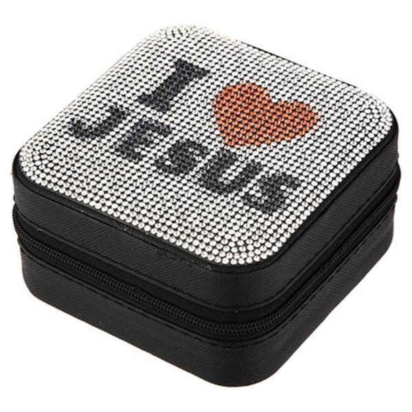 Rhinestone Jewelry Box With I Love Jesus Design