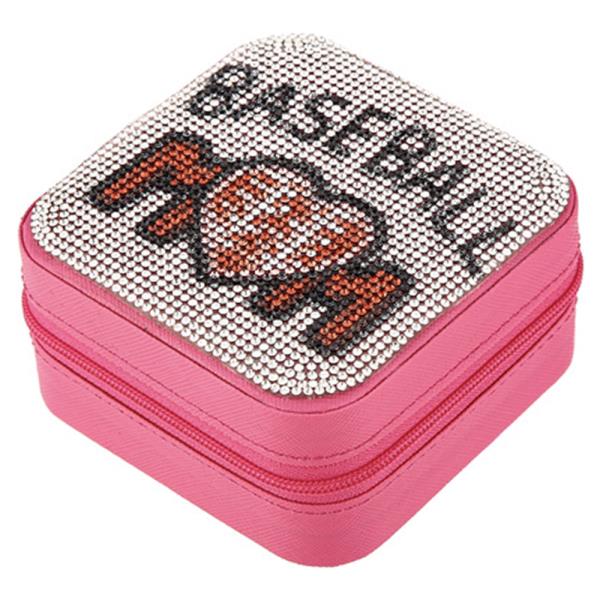 Rhinestone Baseball Travel Jewelry Box