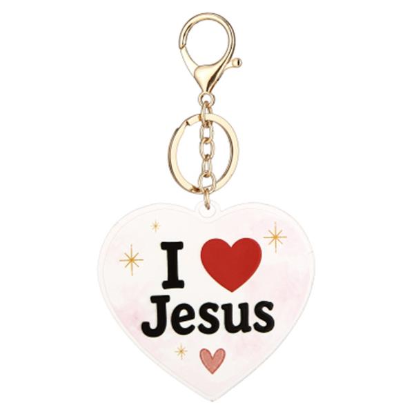 I Love Jesus Heart Keychain