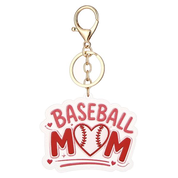 Baseball Mom Heart Key Chain