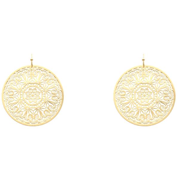 Filigree Round Disc Dangle Earrings