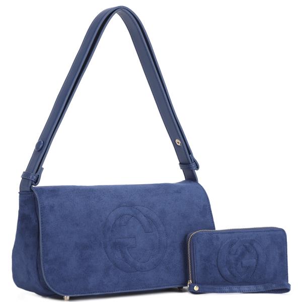 2in1 Suede Shoulder Bag With Matching Wallet