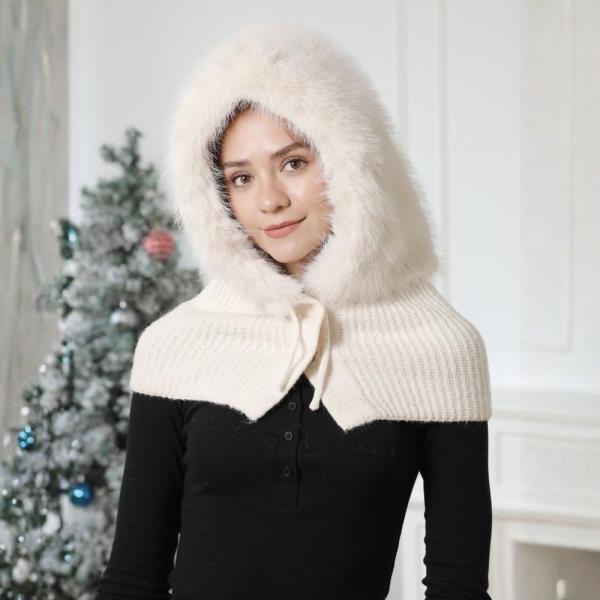 Faux Fur Hood Wool Balaclava