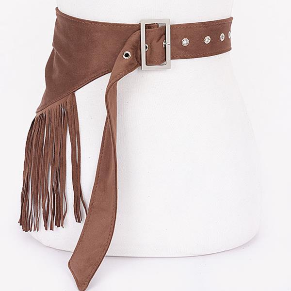 Faux Suede Fringe Belt