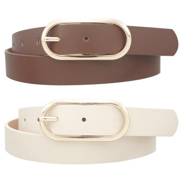 Boxy Oval Buckle Duo Belt