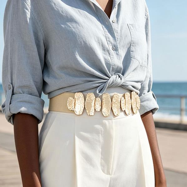 Irregular Hammered Metal Stretch Belt