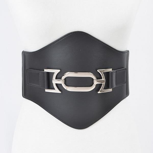 Faux Leather Wide Elastic Belt