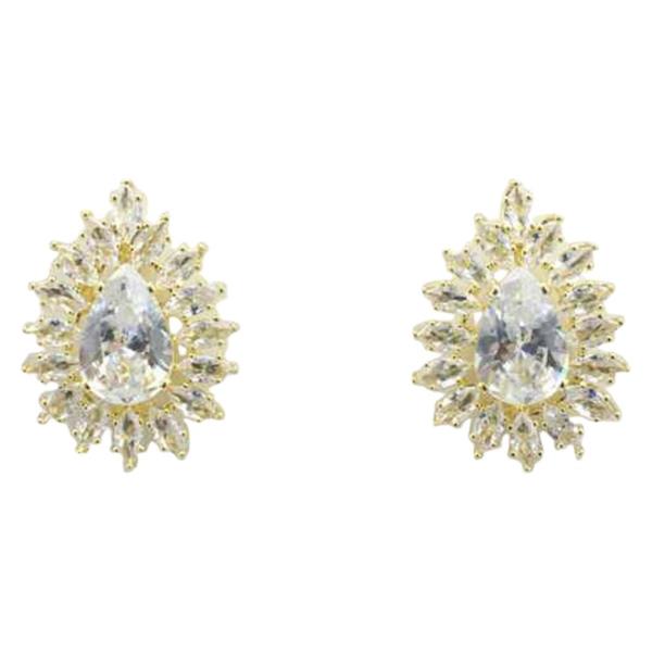 CZ Teardrop Marquise Halo Stud Earring
