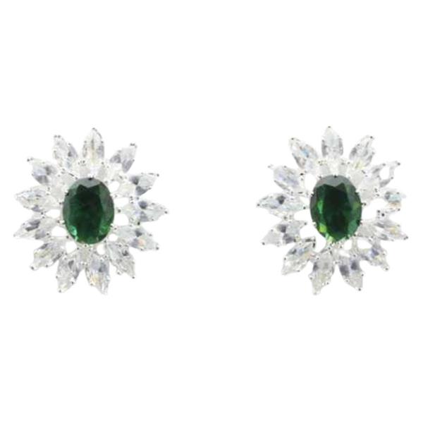 CZ Oval Marquise Halo Stud Earring