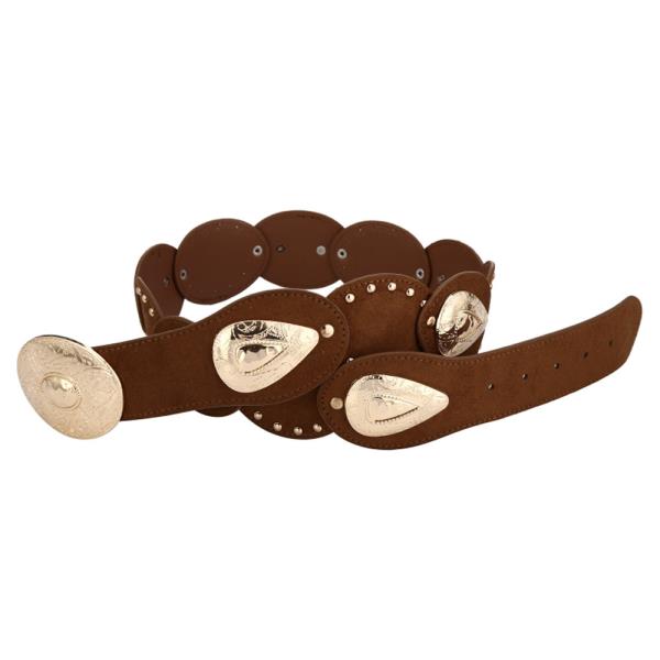 Oval Concho Studded Belt with Teardrop Accents