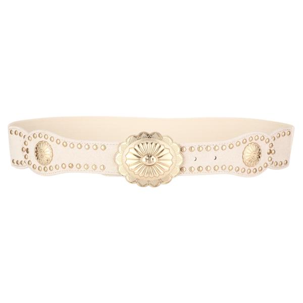 Scalloped Studded Concho Stretch Belt