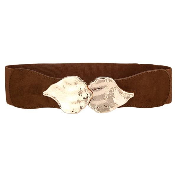 Hammered Metal Buckle Stretch Belt