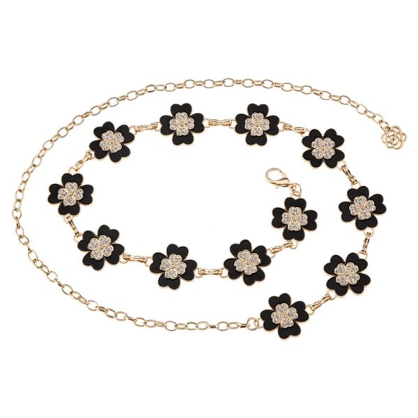 Flower Chain Belt With Rhinestones