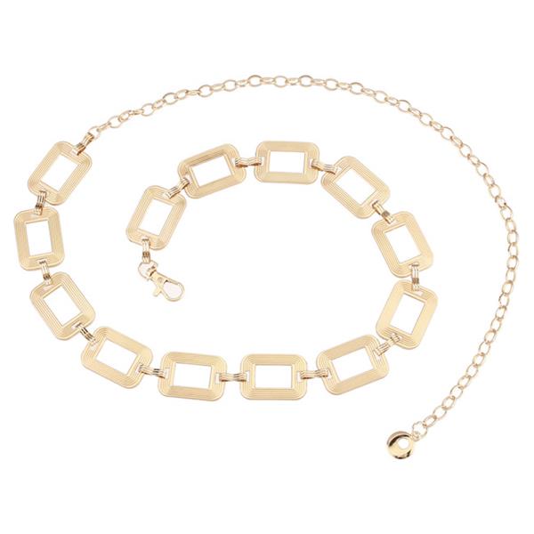 Textured Rectangle Link Metal Chain Belt