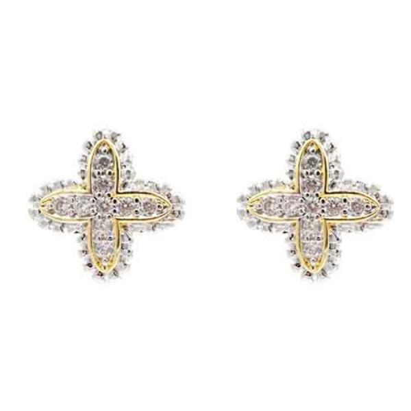 14K Gold Plated. 2-Tone Earrings