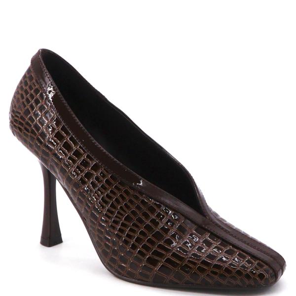 Square Toe Croc Embossed Pumps (12 Pairs)