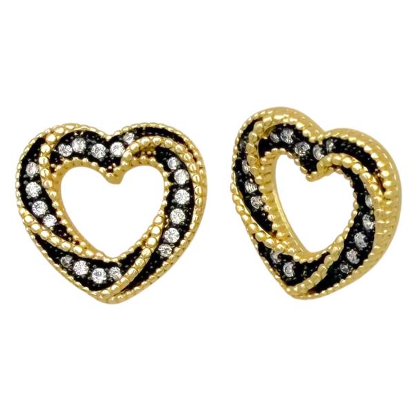 Two Tone Metal Heart Stud Earring