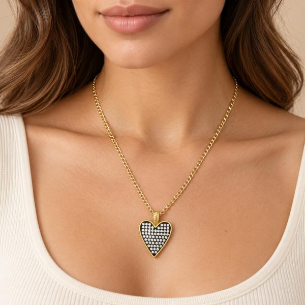 Two Tone Metal Heart Necklace