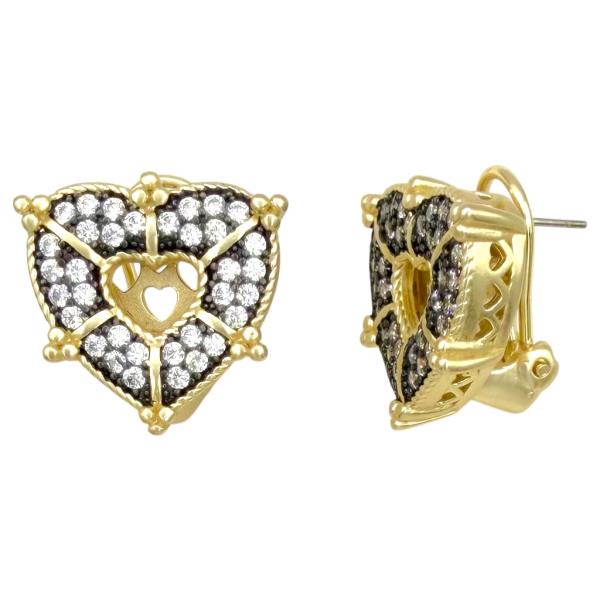 Two Tone Metal Heart Stud Earring