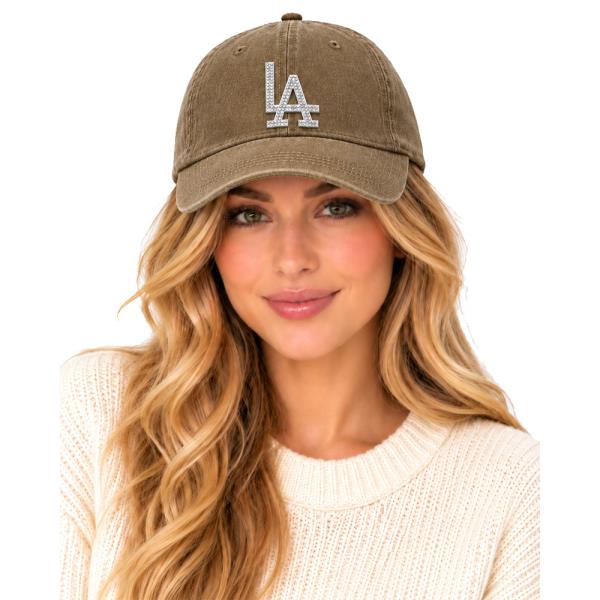 Rhinestone LA Washed Baseball Cap