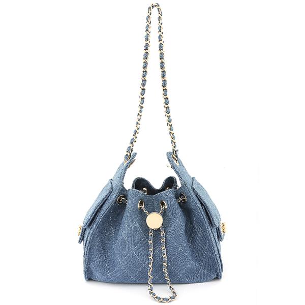 Quilted Denim Bucket Bag