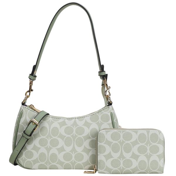 2in1 Monogram Shoulder Bag With Matching Wallet