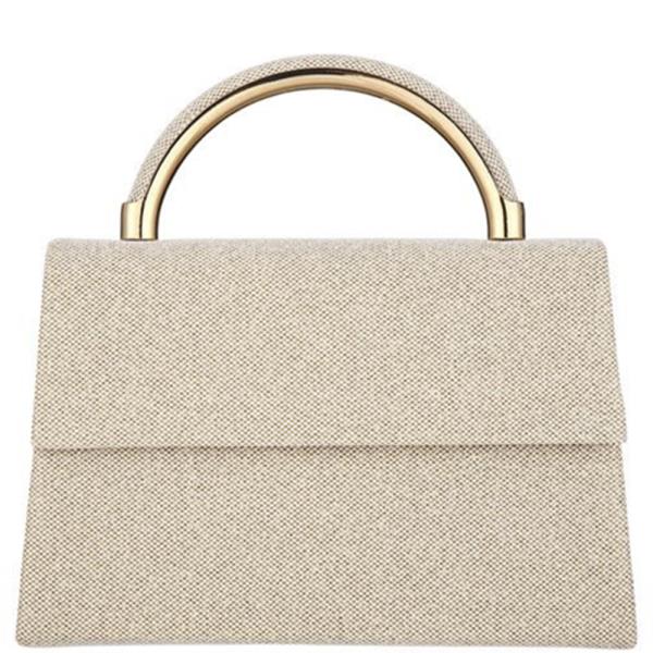 Structured Textured Evening Bag With Metal Handle