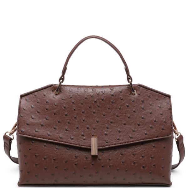 Ostrich Embossed Beatrice Satchel Bag