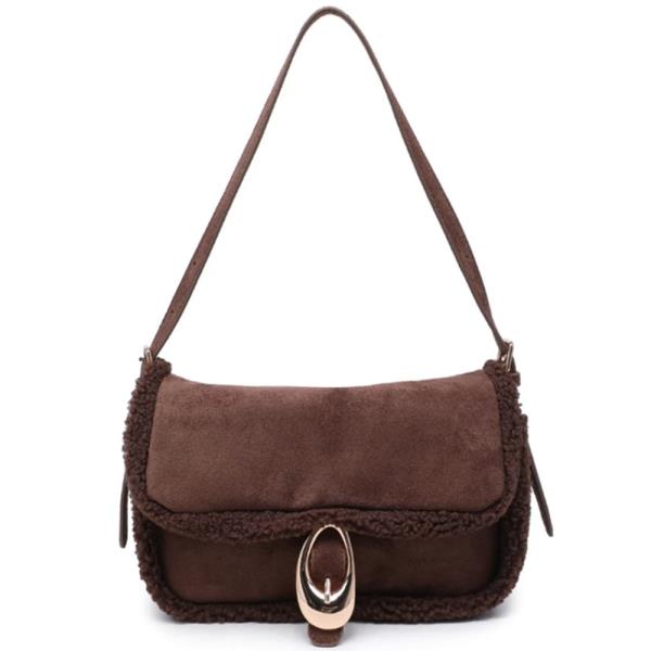 Shearling Trim Zaria Shoulder Bag