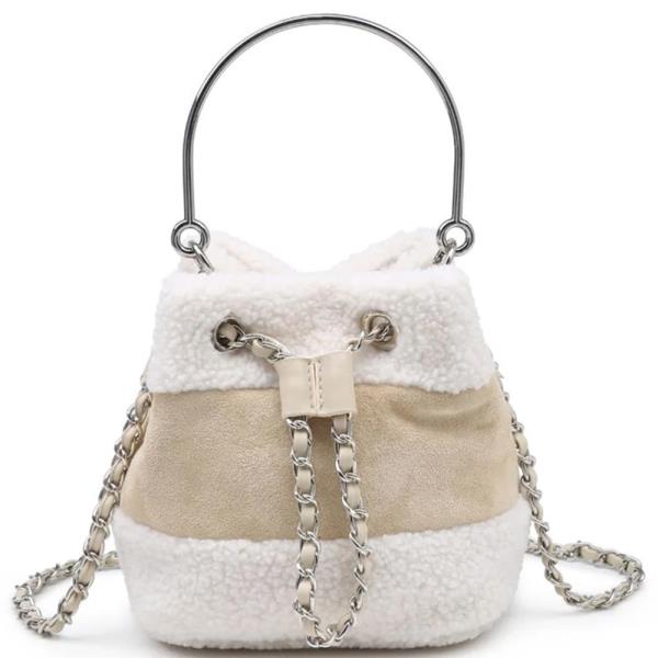 Soft Shearling Trim Suede Phoenix Crossbody Bag