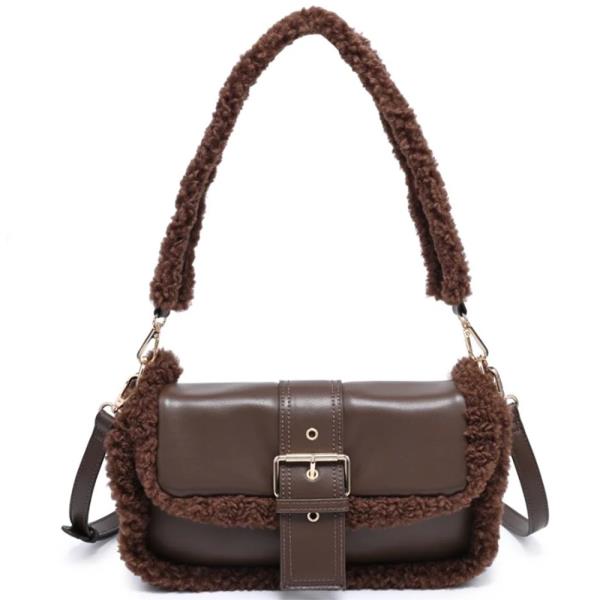 Shearling Buckle Design Robby Shoulder Bag